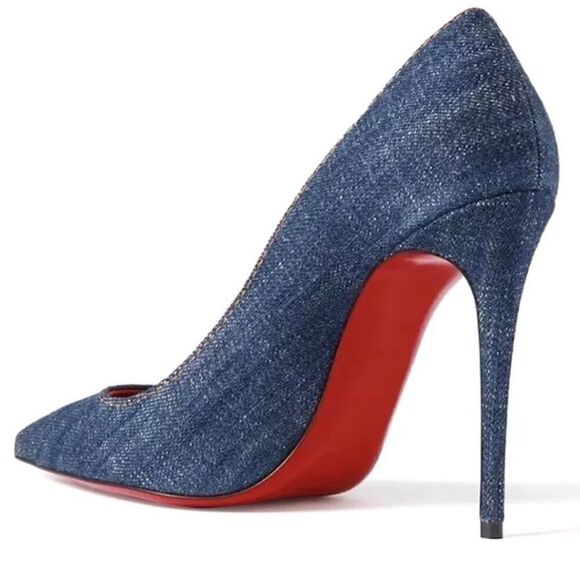 Christian Louboutin So Kate 120 leather pointed toe pumps Blue Denim Gold 36 - Picture 7 of 10